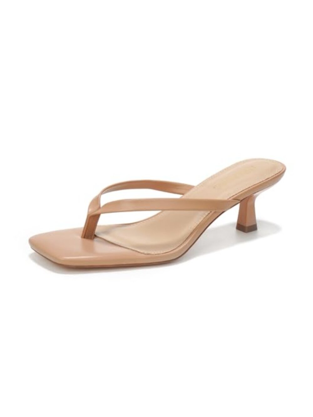Kitten Heel Sandals Square Open Toe Slip On Flip Flop Heels for Women